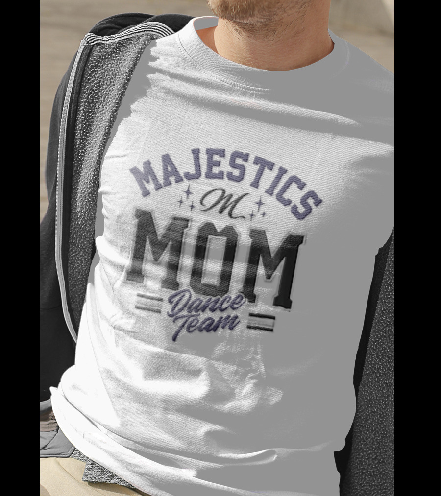 Majestics Mom Dance Team Sparkling Script Letter M T-Shirt
