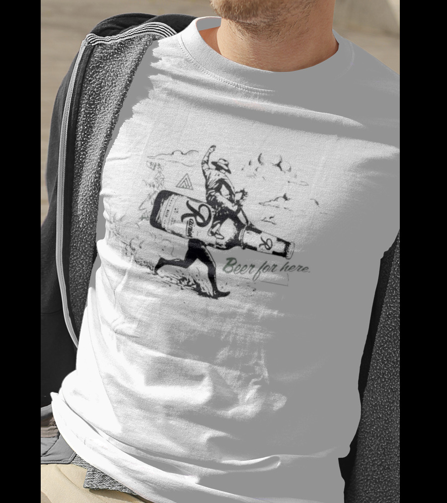 Rainier Beer Cowboy Riding Bottle For Here T-Shirt
