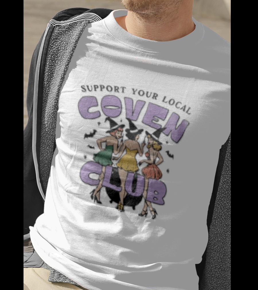 Support Your Local Coven Club Three Witches Vintage Halloween T-Shirt