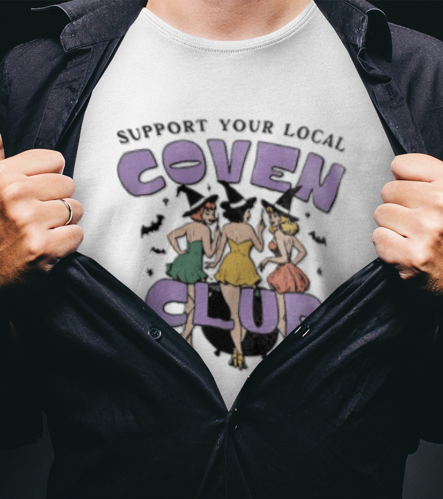 Support Your Local Coven Club Three Witches Vintage Halloween T-Shirt