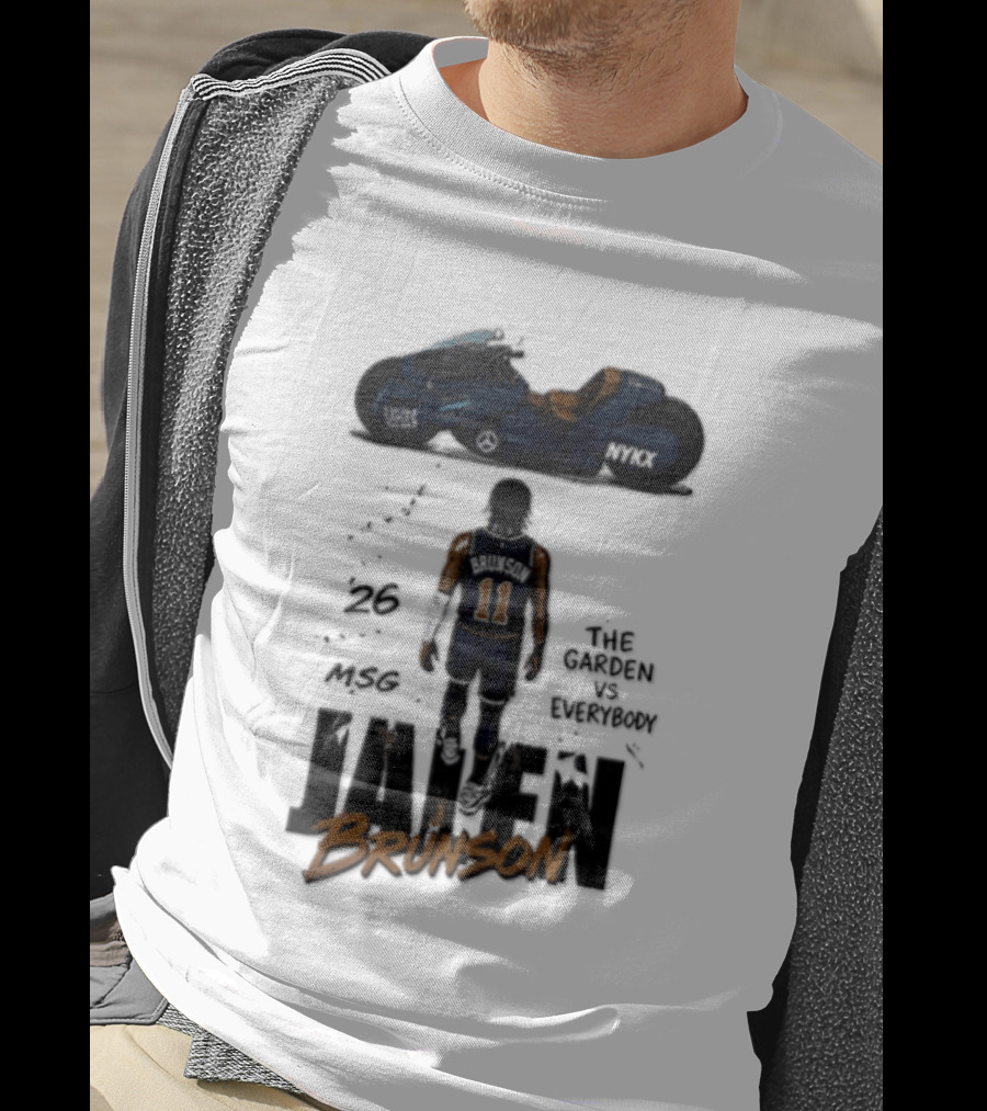 Jalen Brunson 26 The Garden NYKX MSG Vs Everybody Akira Motorcycle T-Shirt