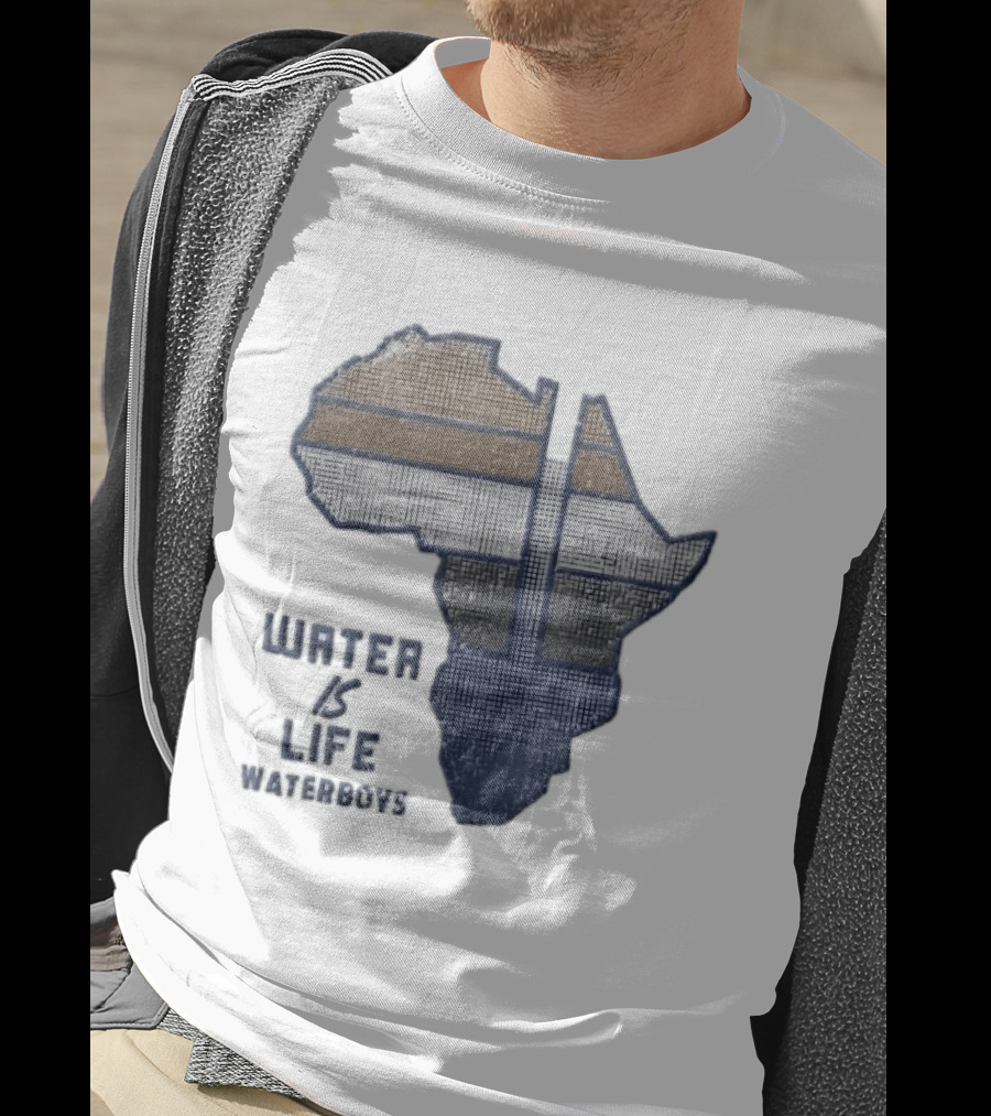 Waterboys Water Is Life Africa Map Mosaic Grid Distressed T-Shirt
