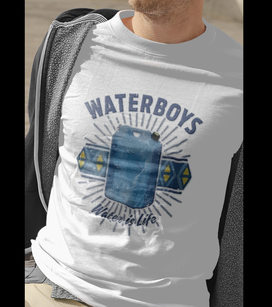 Waterboys Water Is Life Blue Container Geometric Sunburst T-Shirt