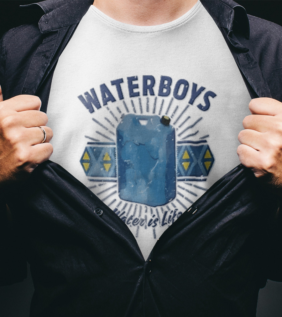 Waterboys Water Is Life Blue Container Geometric Sunburst T-Shirt