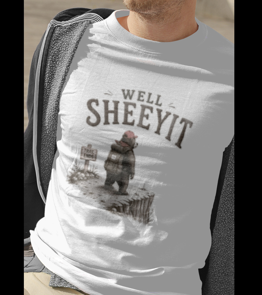 Well Sheeyit Bear Backpack Cliff Edge Trail Ends T-Shirt