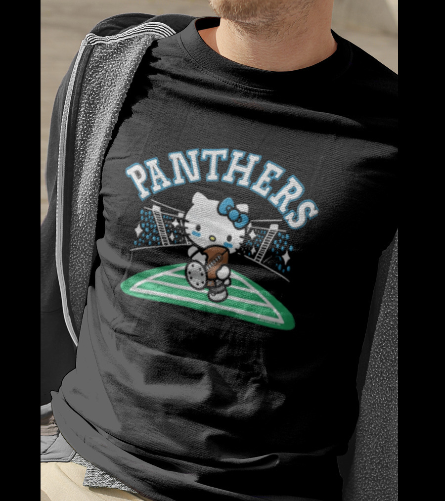 Hello Kitty Carolina Panthers Football Collaboration T-Shirt
