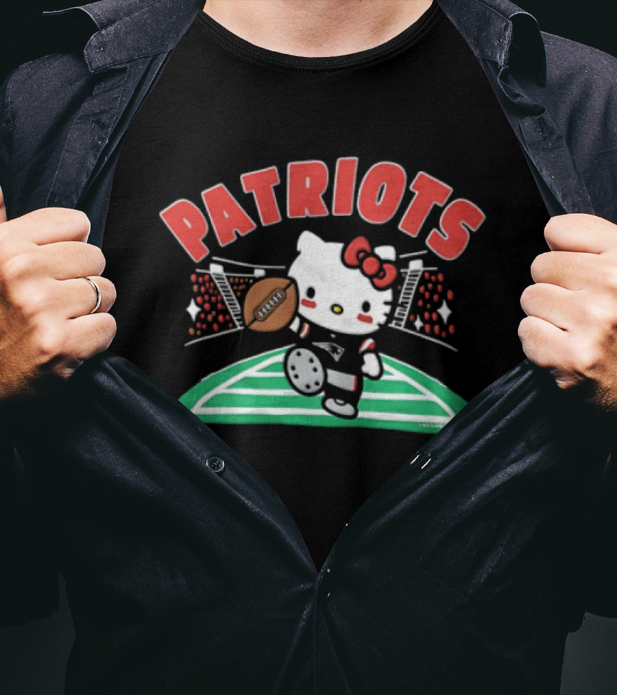 Hello Kitty Patriots Football Touchdown Collaboration T-Shirt