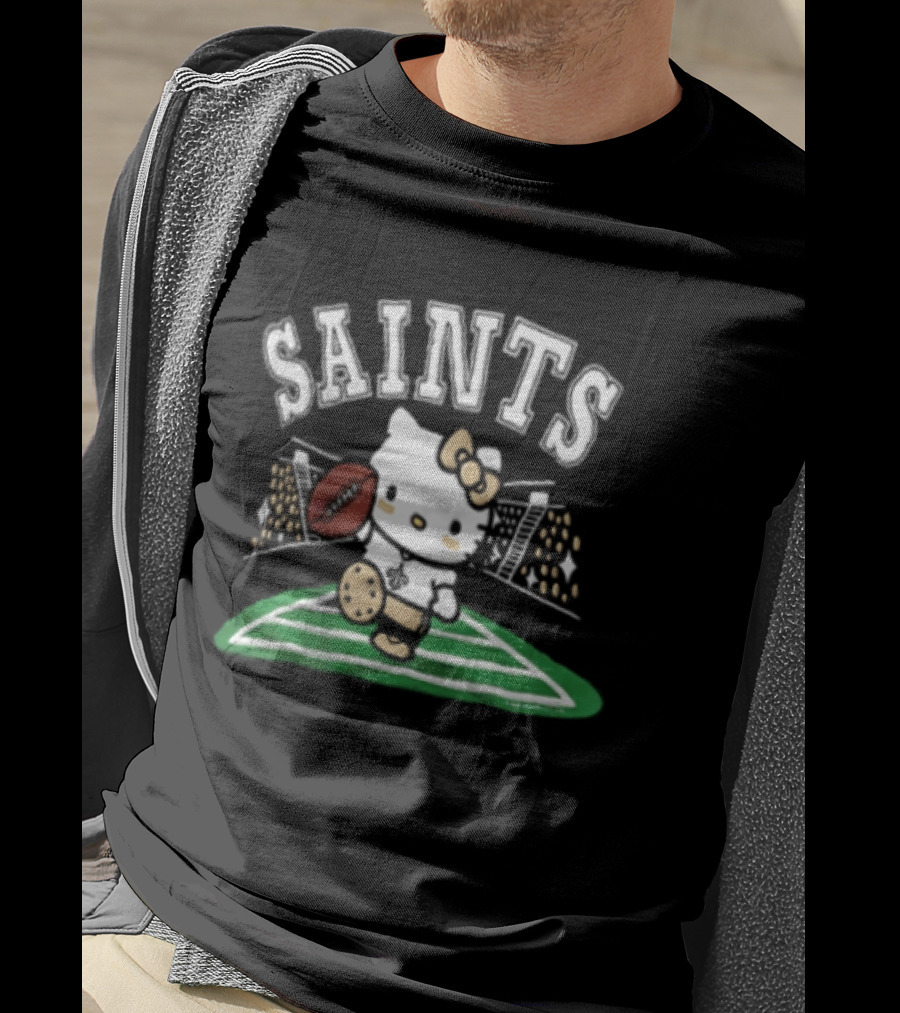 Hello Kitty New Orleans Saints Football Mascot Fan Gear T-Shirt