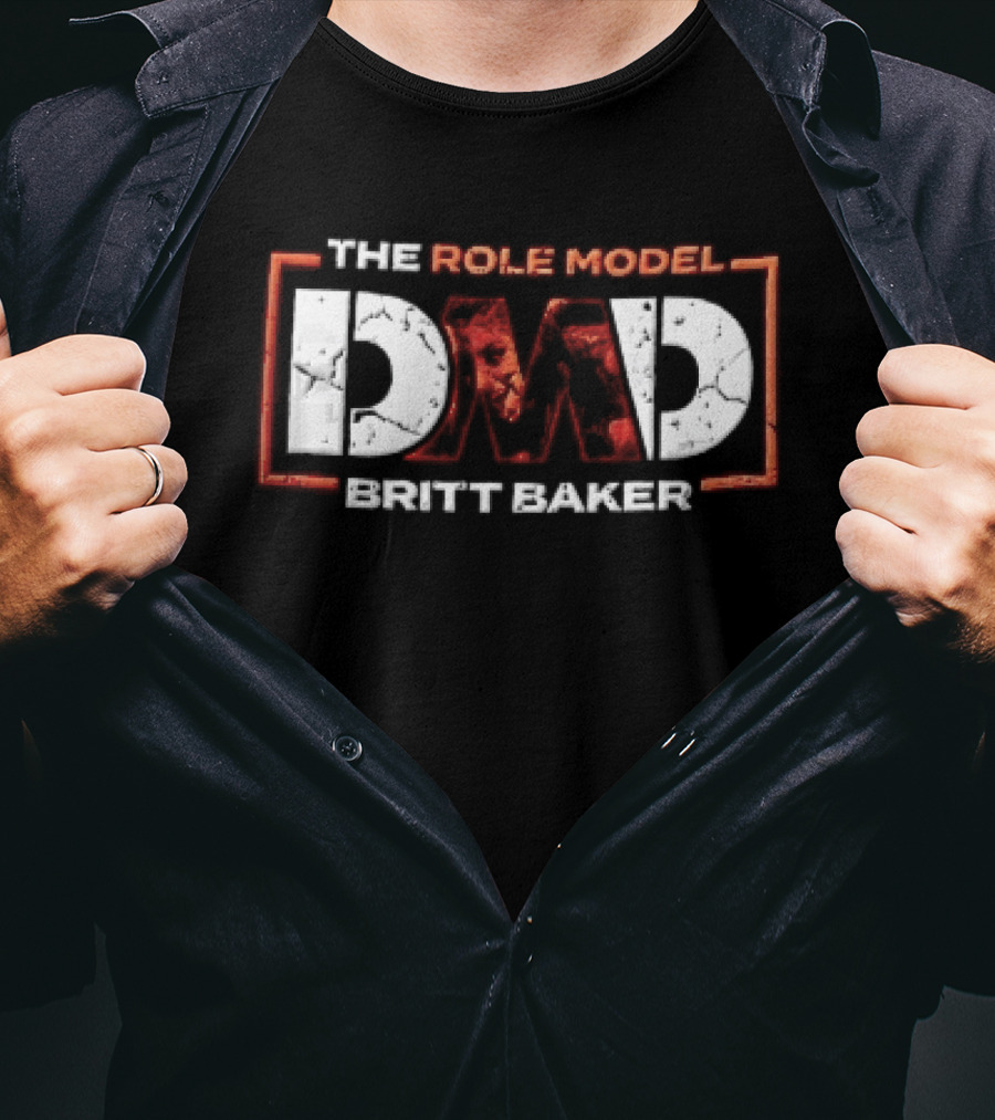 The Role Model DMD Britt Baker Wrestler Photo Inset Orange Box Frame Stencil T-Shirt
