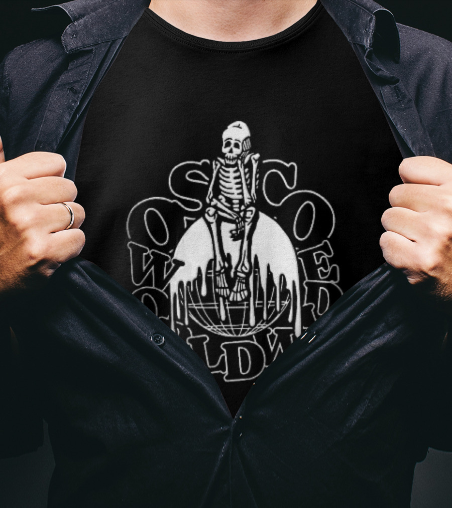 So So Coed Worldwide Skeleton On Dripping Globe KLDW T-Shirt