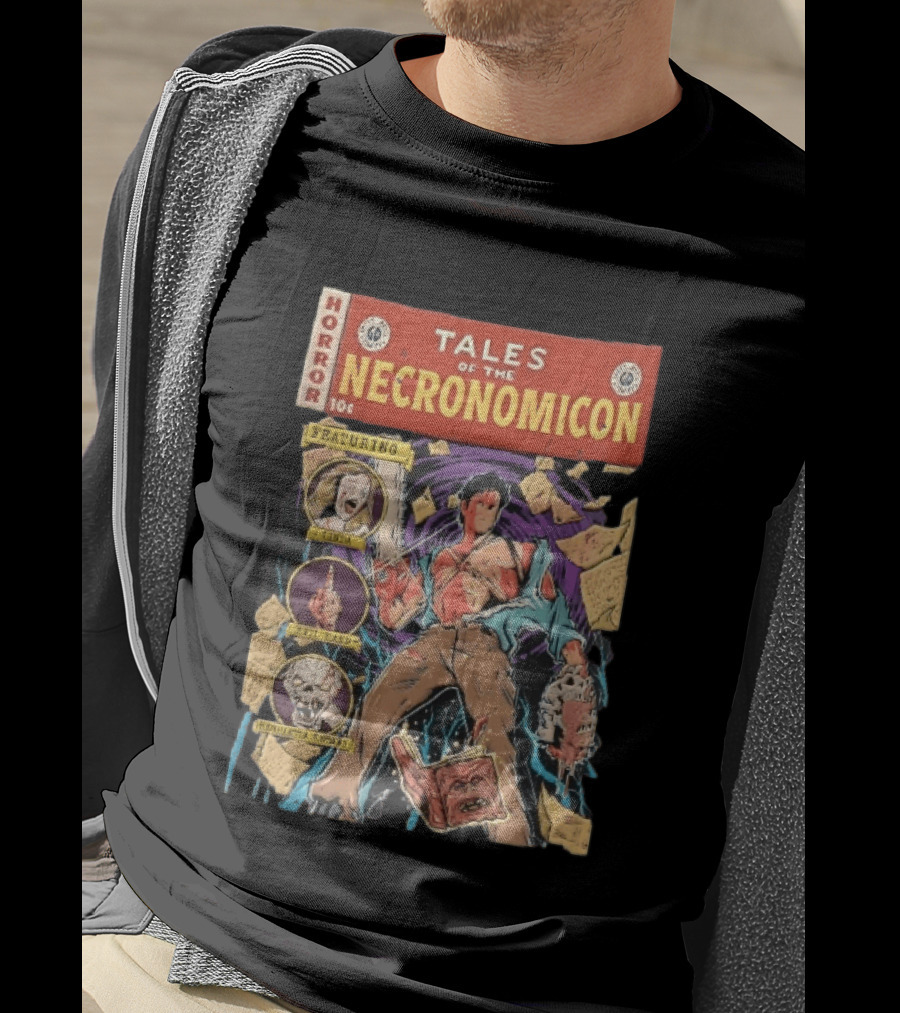 Tales Of The Necronomicon Horror Featuring Ash Williams Evil Dead Comic Book Bruce Campbell Linda Henrietta Knowby T-Shirt