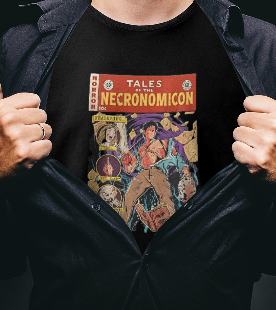 Tales Of The Necronomicon Horror Featuring Ash Williams Evil Dead Comic Book Bruce Campbell Linda Henrietta Knowby T-Shirt