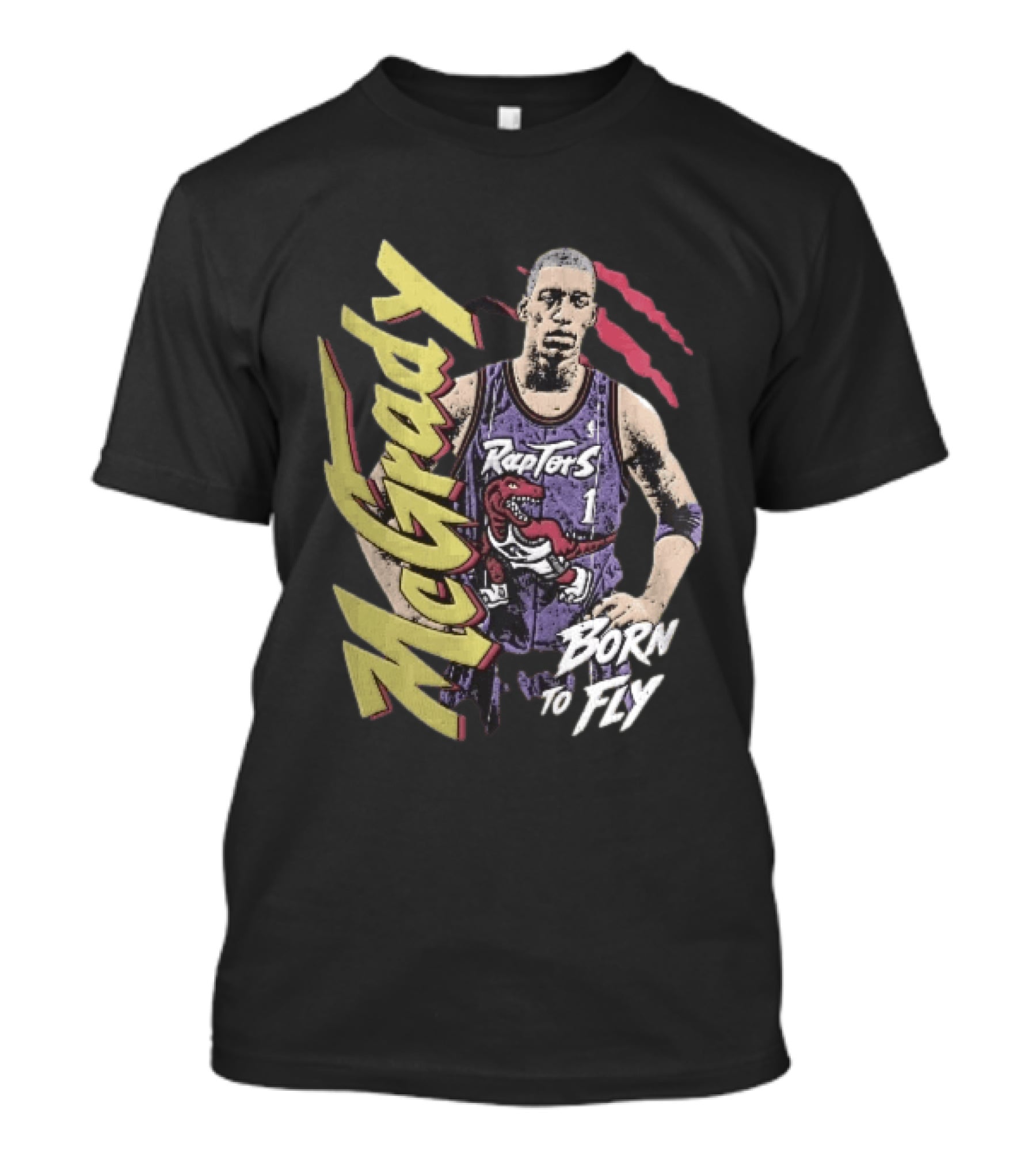McGrady Raptors Born To Fly Distressed Red Claw Marks Grunge T-Shirt