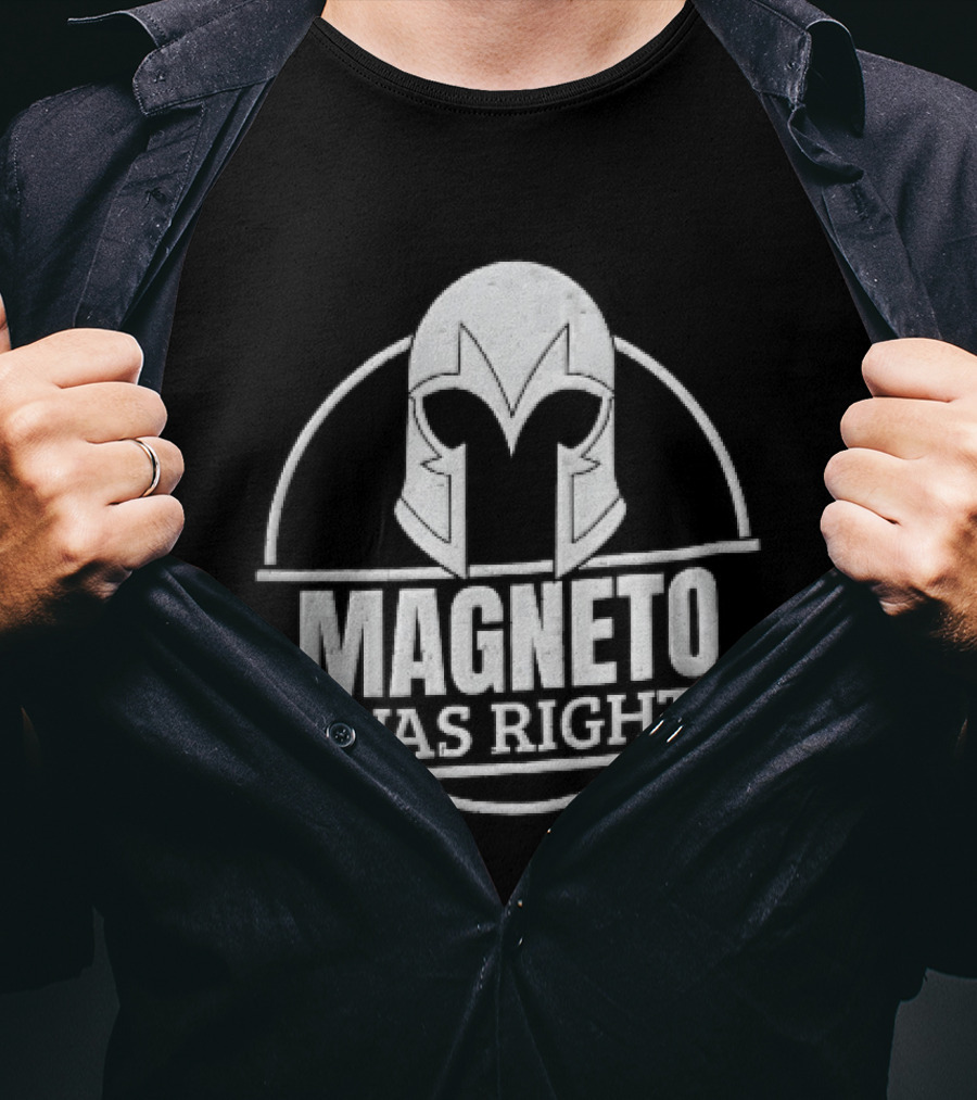 Magneto Was Right Helmet Circular Frame Distressed Grunge T-Shirt