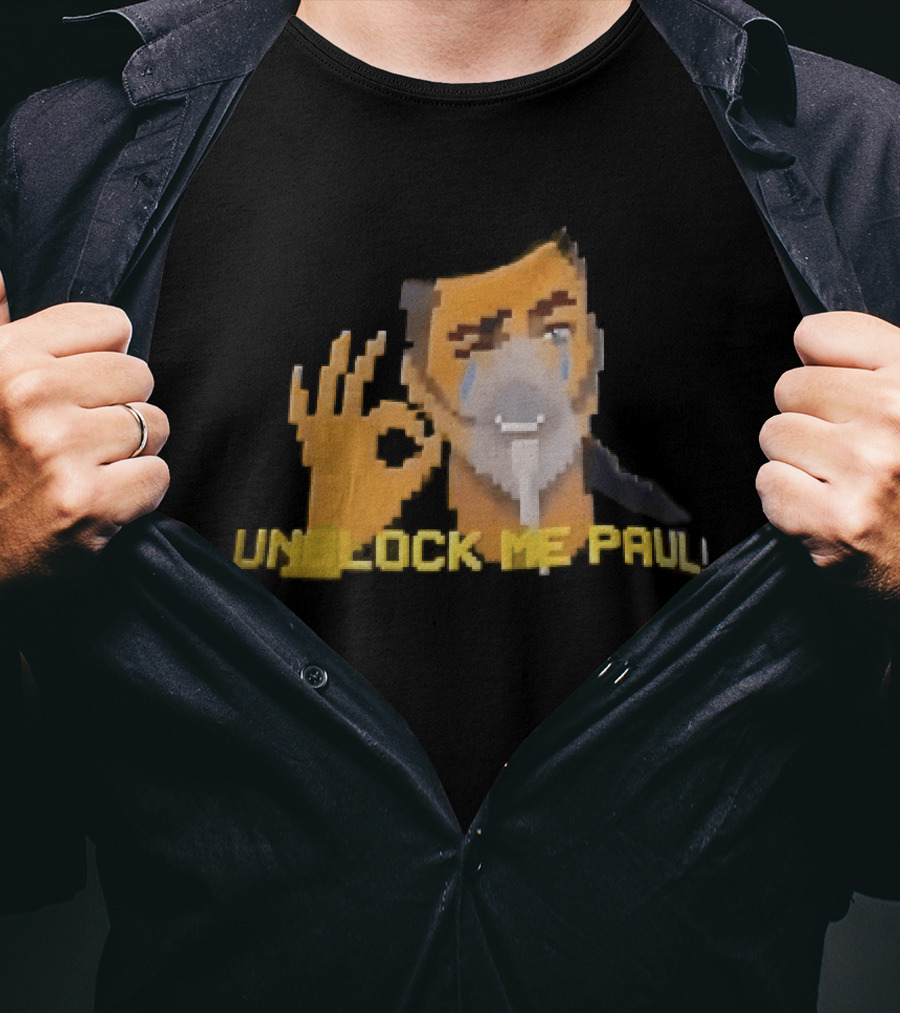 Unblock Me Paul Pixel Art Crying Man OK Hand Gesture T-Shirt