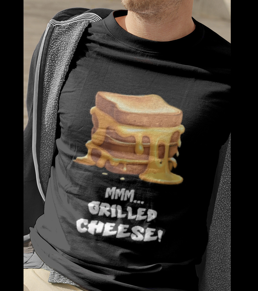 Mmm Grilled Cheese Melting Dripping Stacked Sandwiches Cartoon T-Shirt
