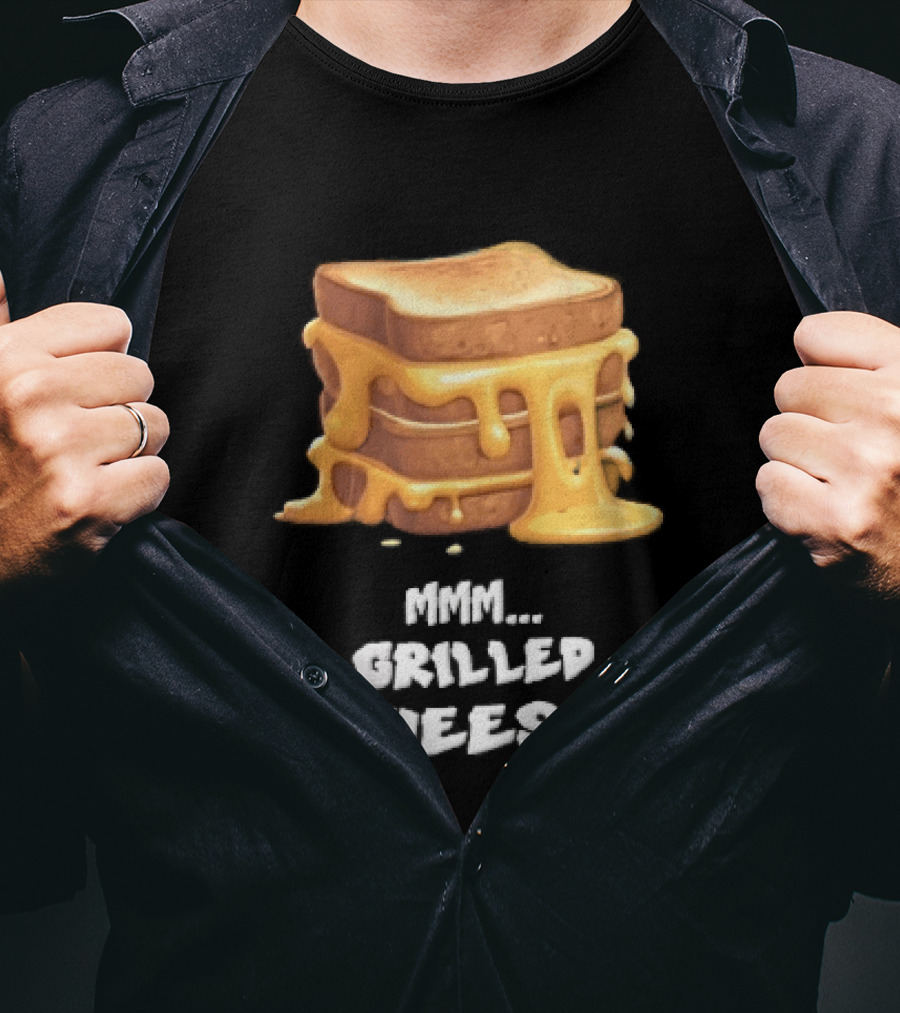 Mmm Grilled Cheese Melting Dripping Stacked Sandwiches Cartoon T-Shirt