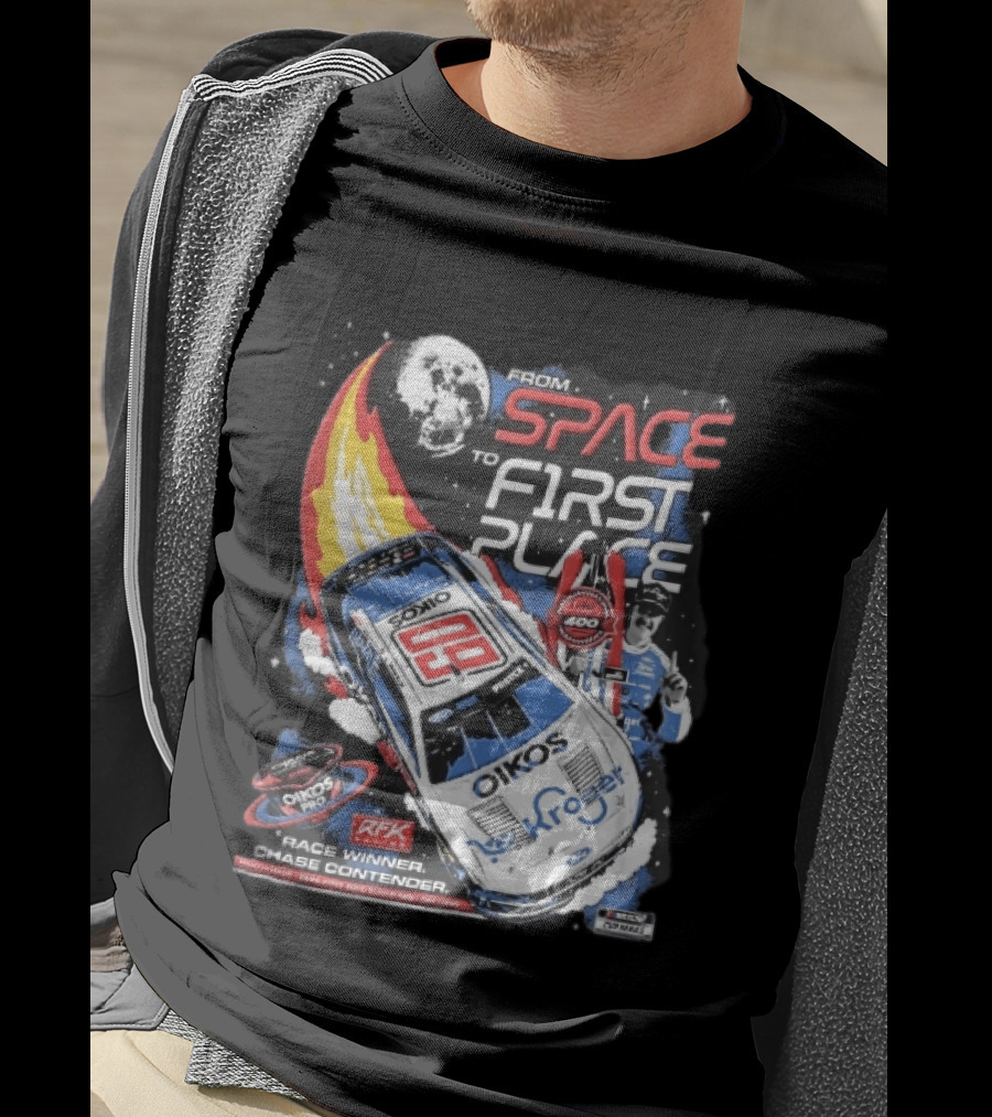 NASCAR From Space To First Place Ryan Preece RFK 2023 Race Winner Moon Flames Oikos 400 T-Shirt