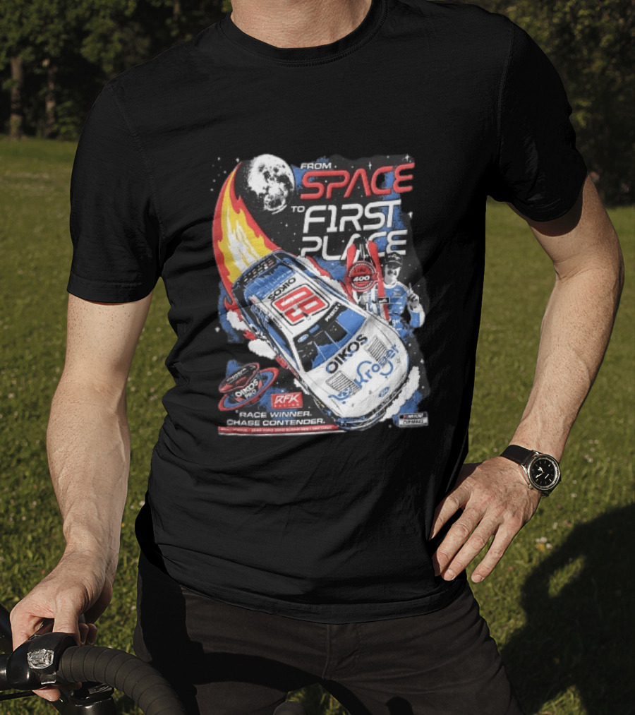 NASCAR From Space To First Place Ryan Preece RFK 2023 Race Winner Moon Flames Oikos 400 T-Shirt