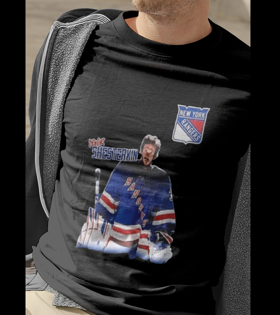New York Rangers Igor Shesterkin NHL Goaltender Blue Uniform T-Shirt