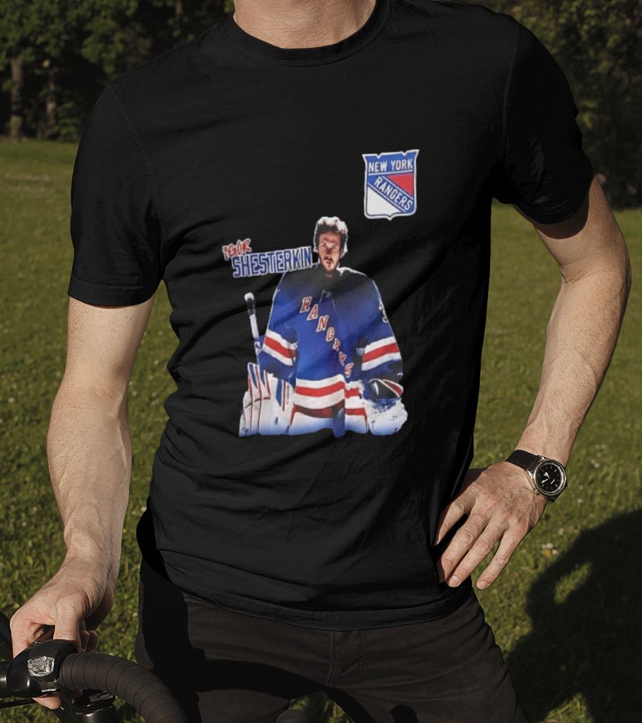 New York Rangers Igor Shesterkin NHL Goaltender Blue Uniform T-Shirt