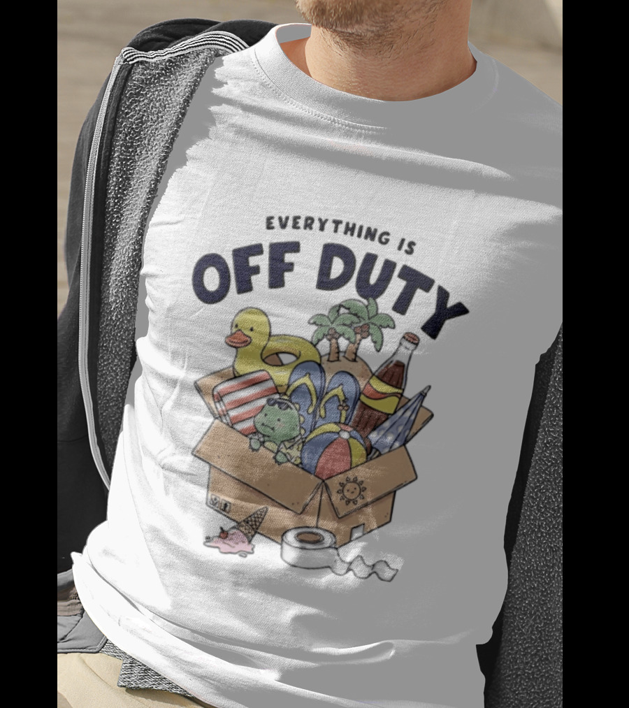 Everything Is Off Duty Cartoon Turtle And Beach Box T-Shirt