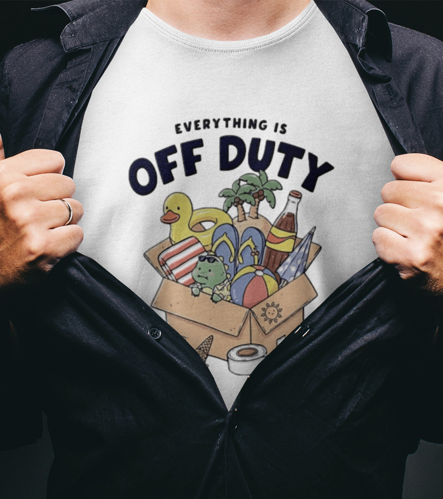 Everything Is Off Duty Cartoon Turtle And Beach Box T-Shirt