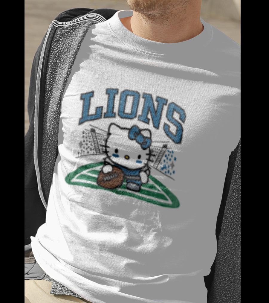 Hello Kitty Detroit Lions Football Collaboration T-Shirt