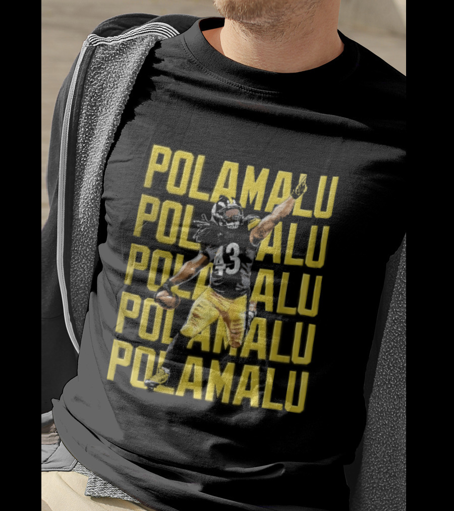 Pittsburgh Steelers Troy Polamalu Football Action Yellow Polamalu T-Shirt