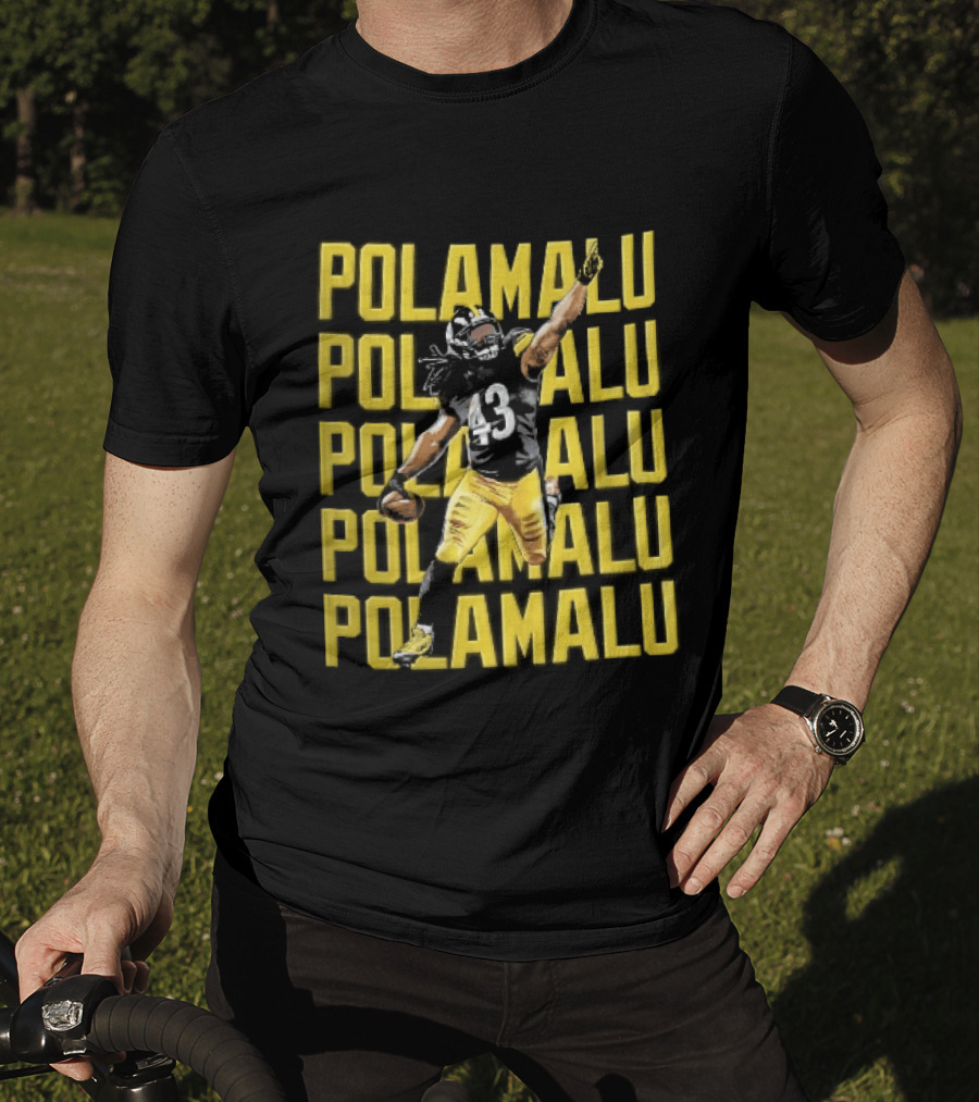 Pittsburgh Steelers Troy Polamalu Football Action Yellow Polamalu T-Shirt