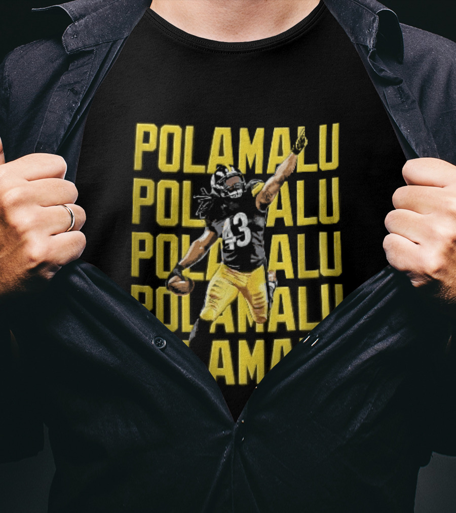 Pittsburgh Steelers Troy Polamalu Football Action Yellow Polamalu T-Shirt
