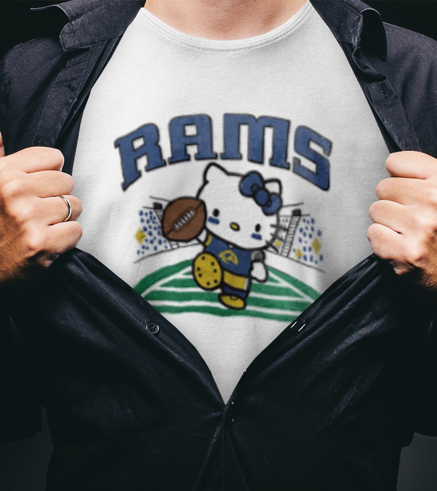 Hello Kitty Los Angeles Rams Football Collaboration Touchdown T-Shirt
