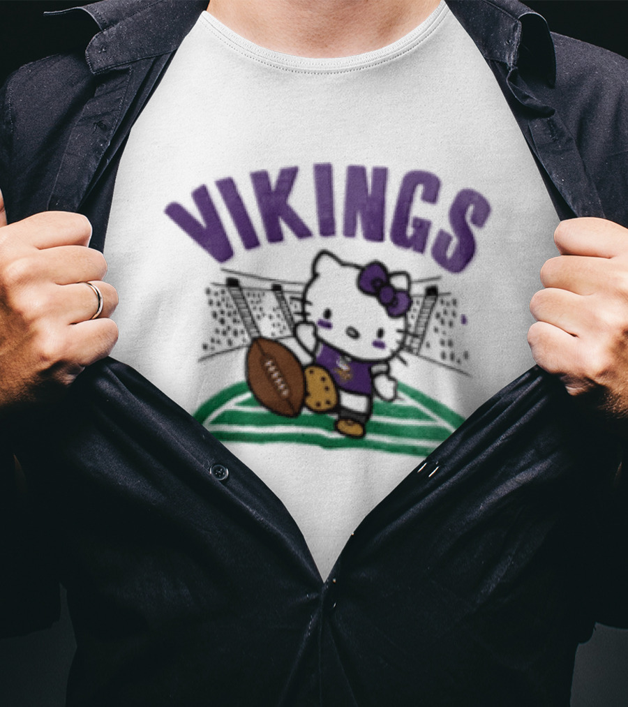 Hello Kitty Vikings Football Collaboration Kickoff T-Shirt