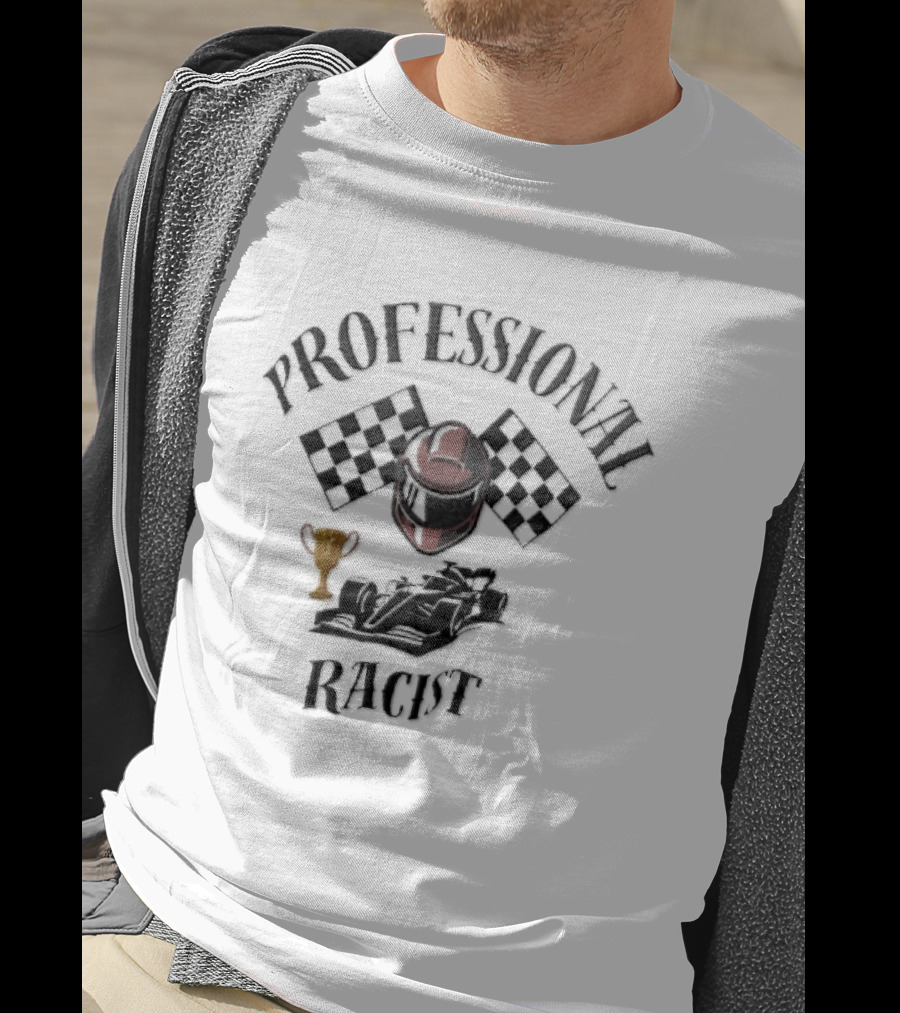 Professional Racer Red Racing Helmet Checkered Flags Trophy Formula One Car T-Shirt