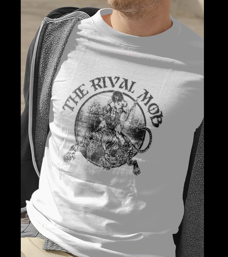 The Rival Mob Barbarian Riding Saber Toothed Tiger Distressed T-Shirt
