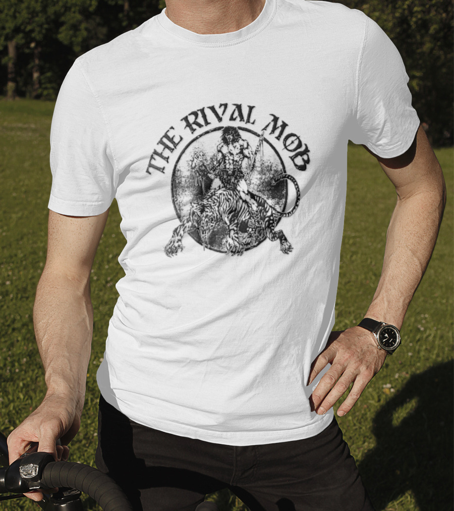 The Rival Mob Barbarian Riding Saber Toothed Tiger Distressed T-Shirt