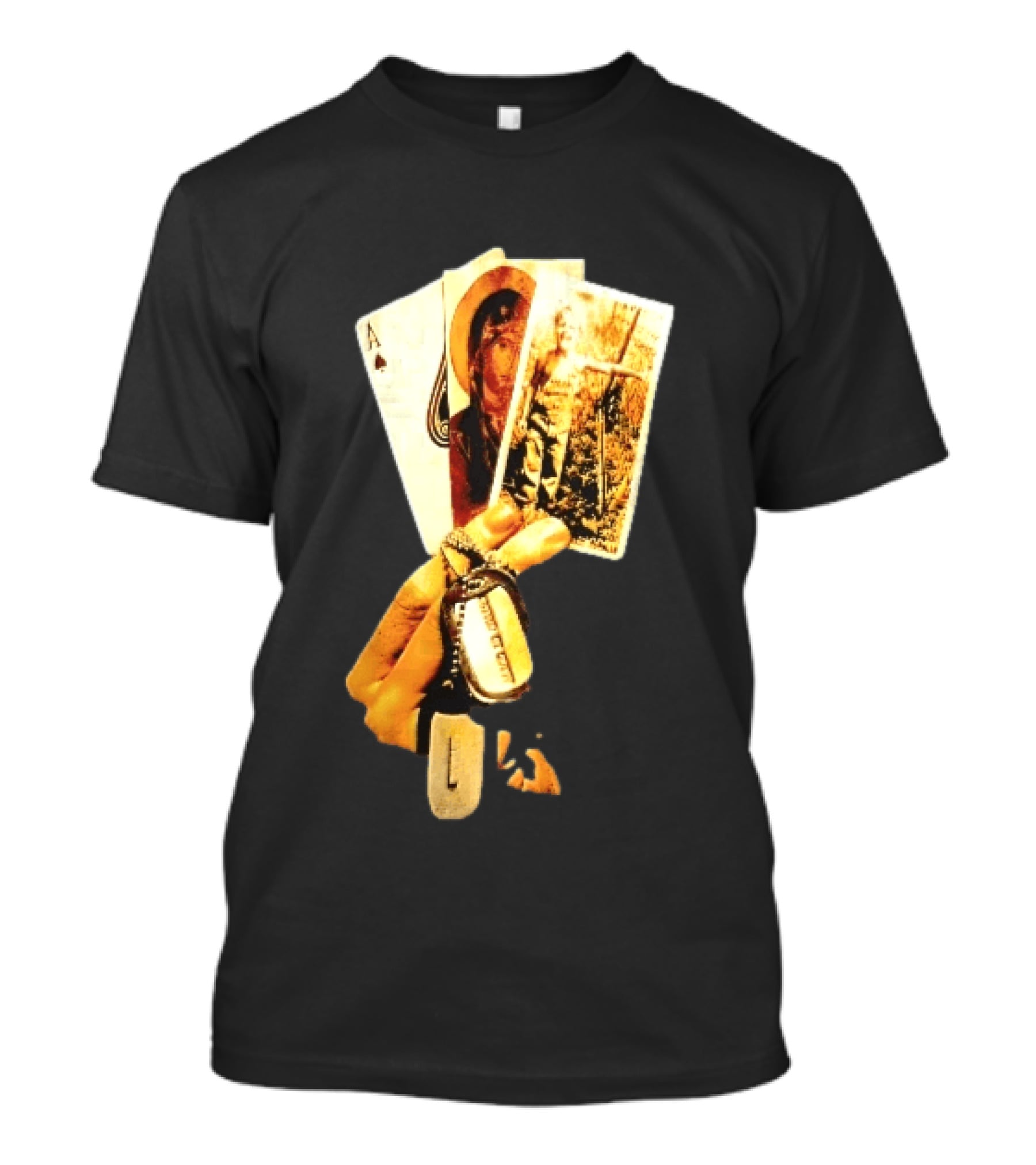 Ace Of Spades Virgin Mary Soldier Photograph Dog Tags T-Shirt