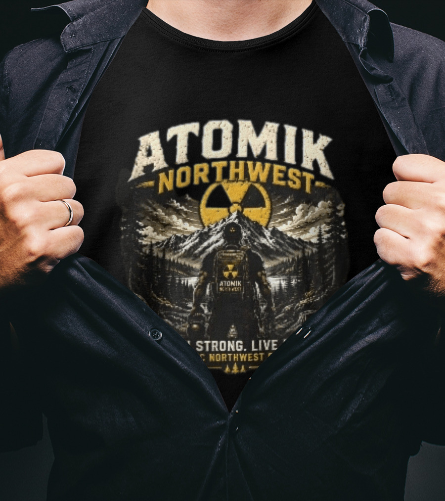 Atomik Northwest Train Strong Live Free Pacific Northwest Grown Hiker Adventure T-Shirt