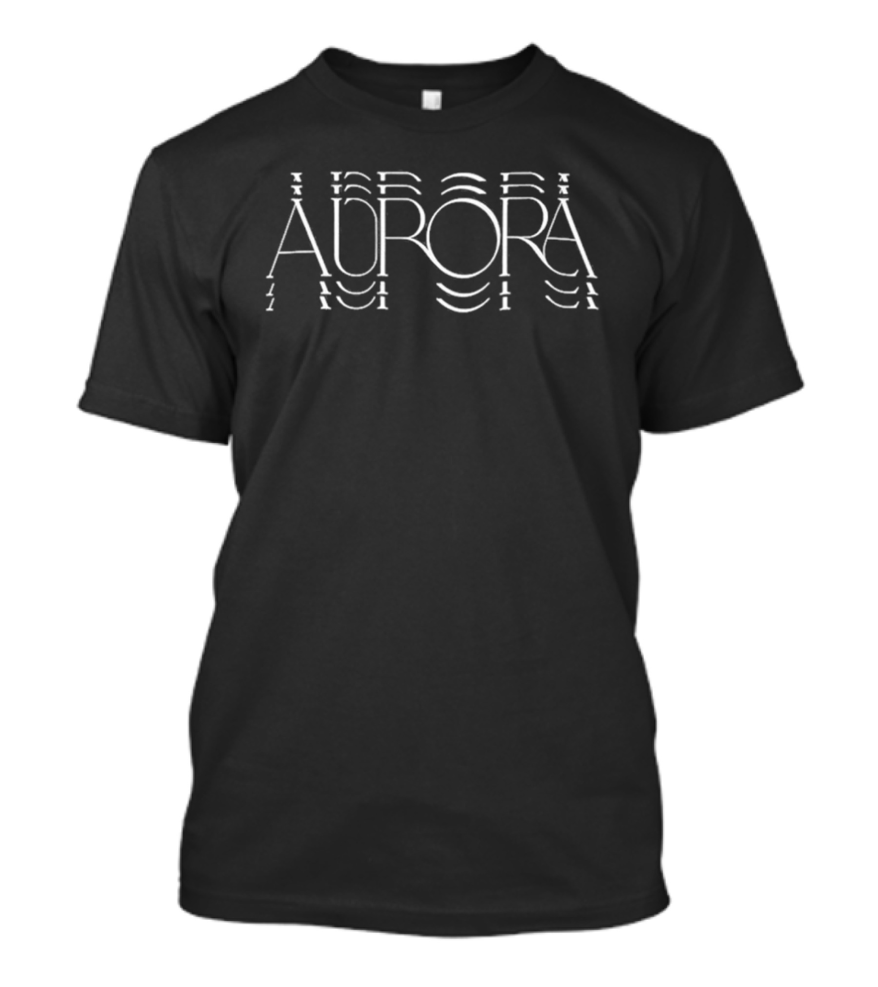 Aurora Mirror Repeated Layered Text Optical Illusion T-Shirt