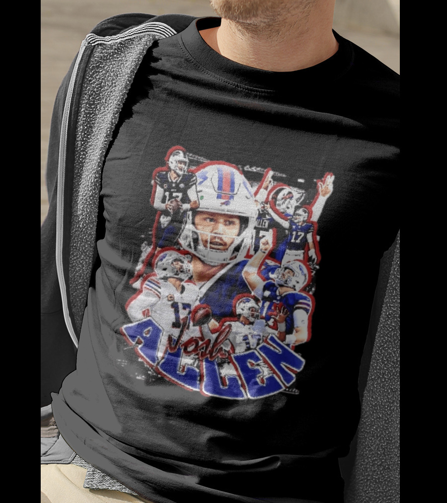Buffalo Bills Josh Allen Action Collage Football Player T-Shirt