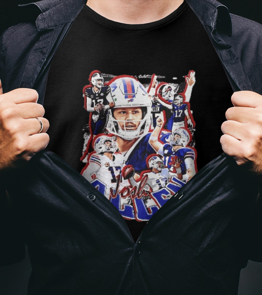 Buffalo Bills Josh Allen Action Collage Football Player T-Shirt