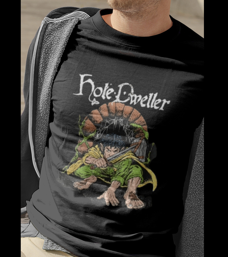 Hole Dweller Fantasy Creature Crouching With Sword T-Shirt