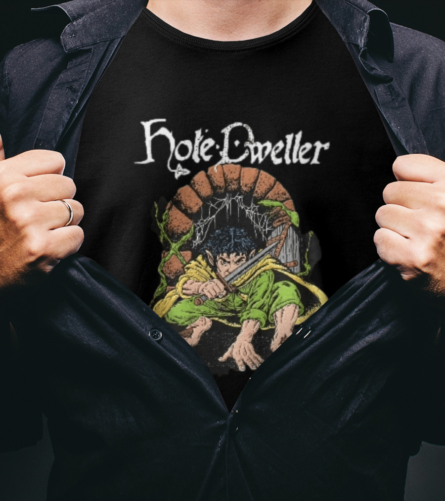 Hole Dweller Fantasy Creature Crouching With Sword T-Shirt