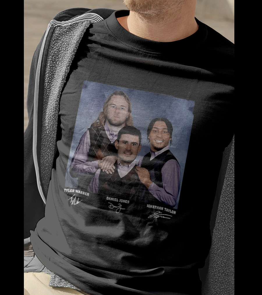 Indianapolis Football Step Bros Jonathan Taylor Daniel Jones Tyler Warren T-Shirt