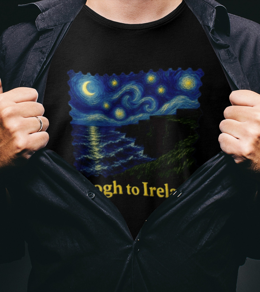 Van Gogh Starry Night Cliffs Overlook Gogh To Ireland T-Shirt