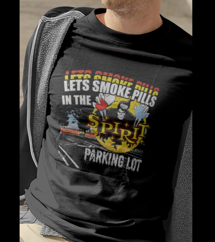 Let's Smoke Pills In The Spirit Halloween Parking Lot Grim Reaper Skeleton Holding Capsule Yellow Flames T-Shirt