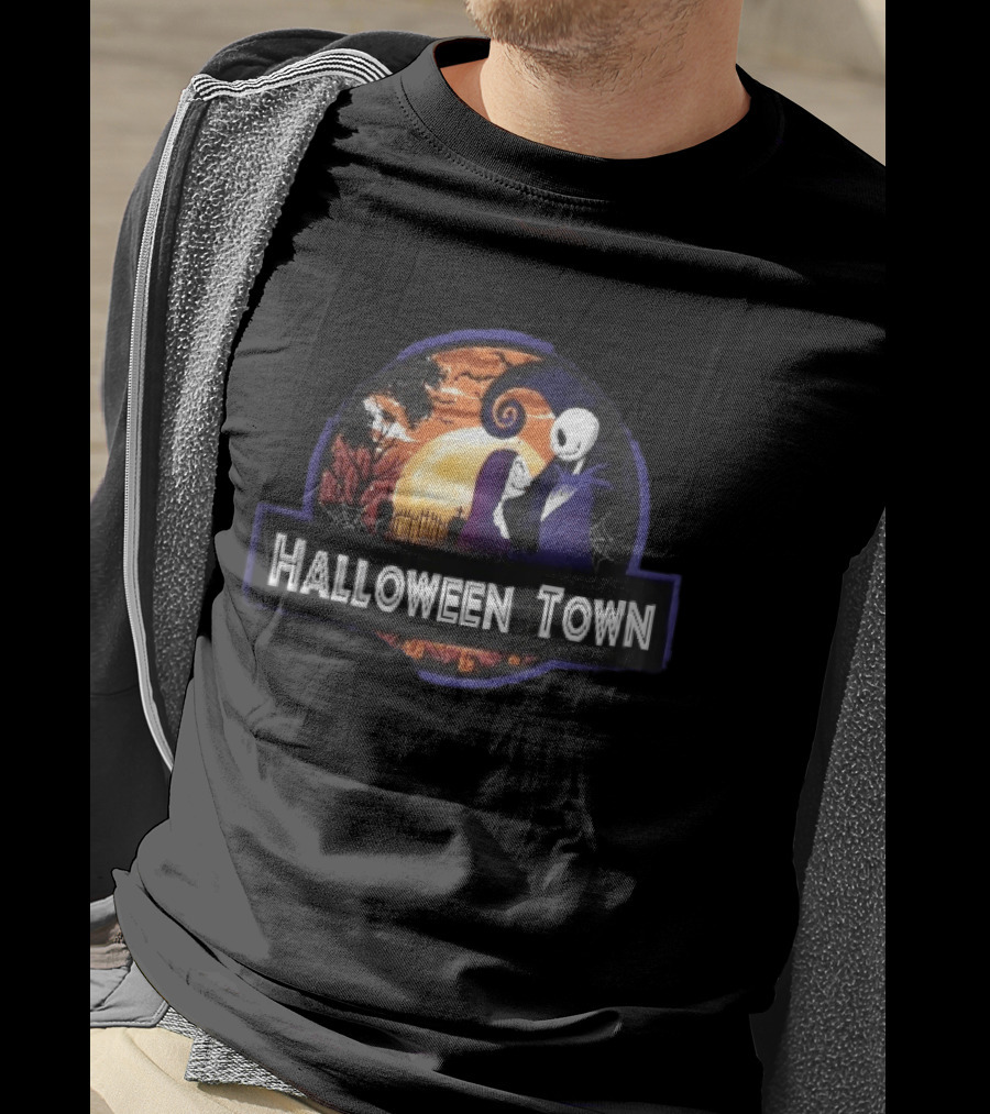 Halloween Town Jack And Sally Graveyard Scene Moonlit T-Shirt