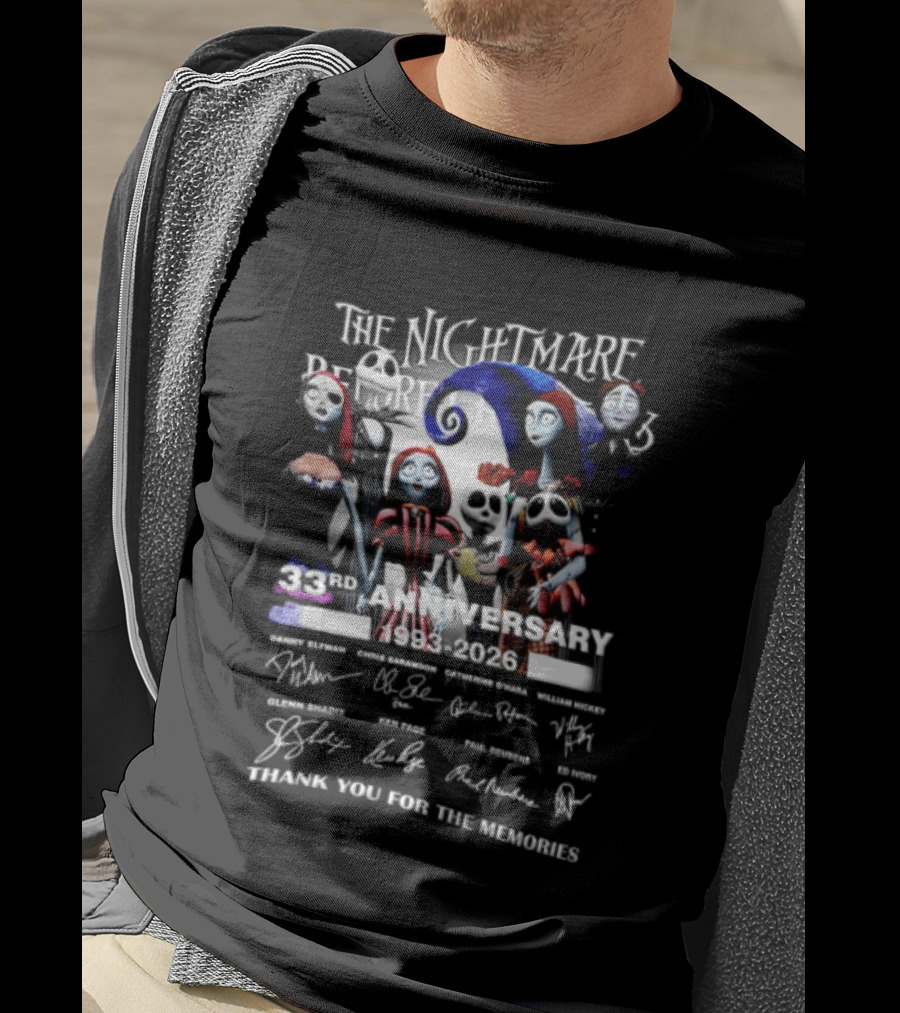 The Nightmare Before Christmas 33rd Anniversary 1993 2026 Thank You For The Memories T-Shirt