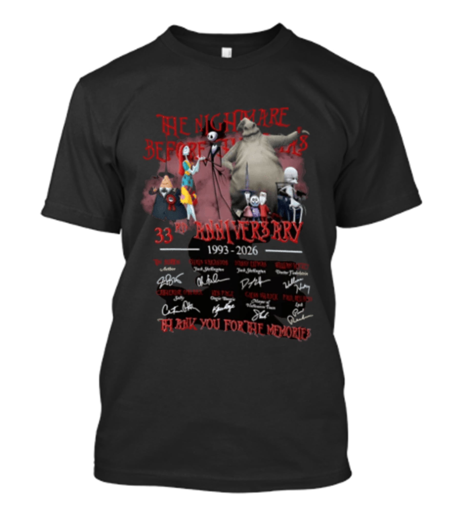 The Nightmare Before Christmas 33rd Anniversary 1993 2026 Thank You For The Memories T-Shirt