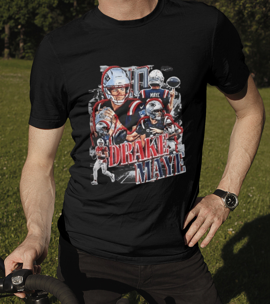 Drake Maye New England Patriots Player Football Action Collage T-Shirt